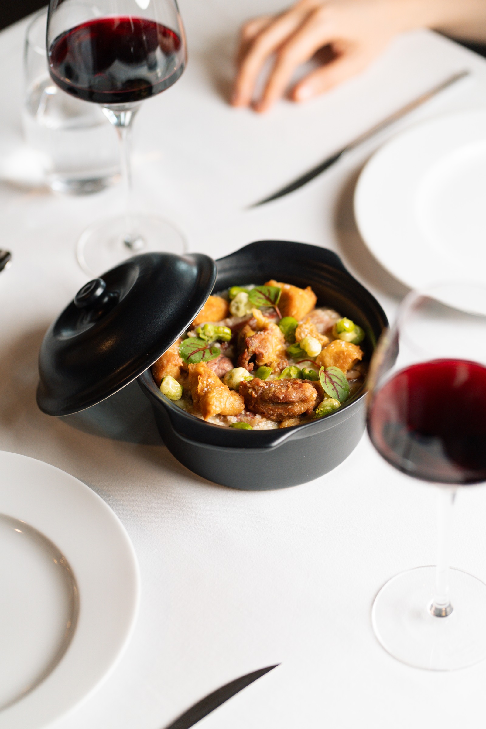 Restaurant dishes photographed on a table