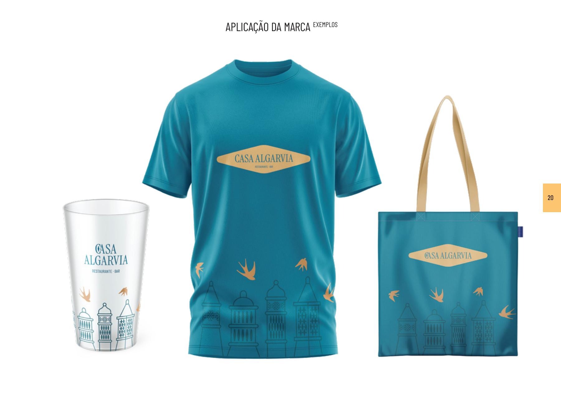 Casa Algarvia design mockups for cups, clothing and tote bags