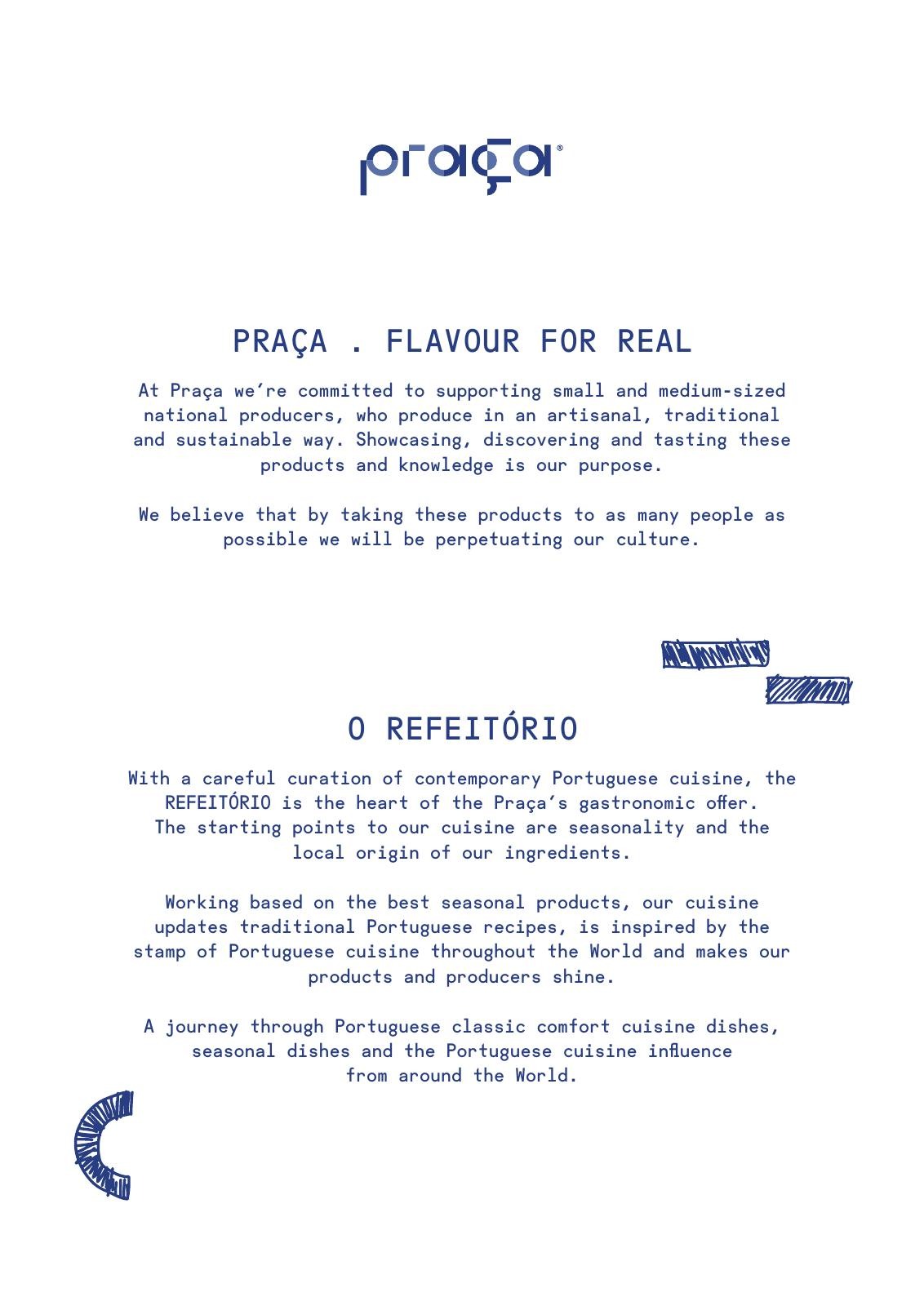 English Refeitório menu layout
